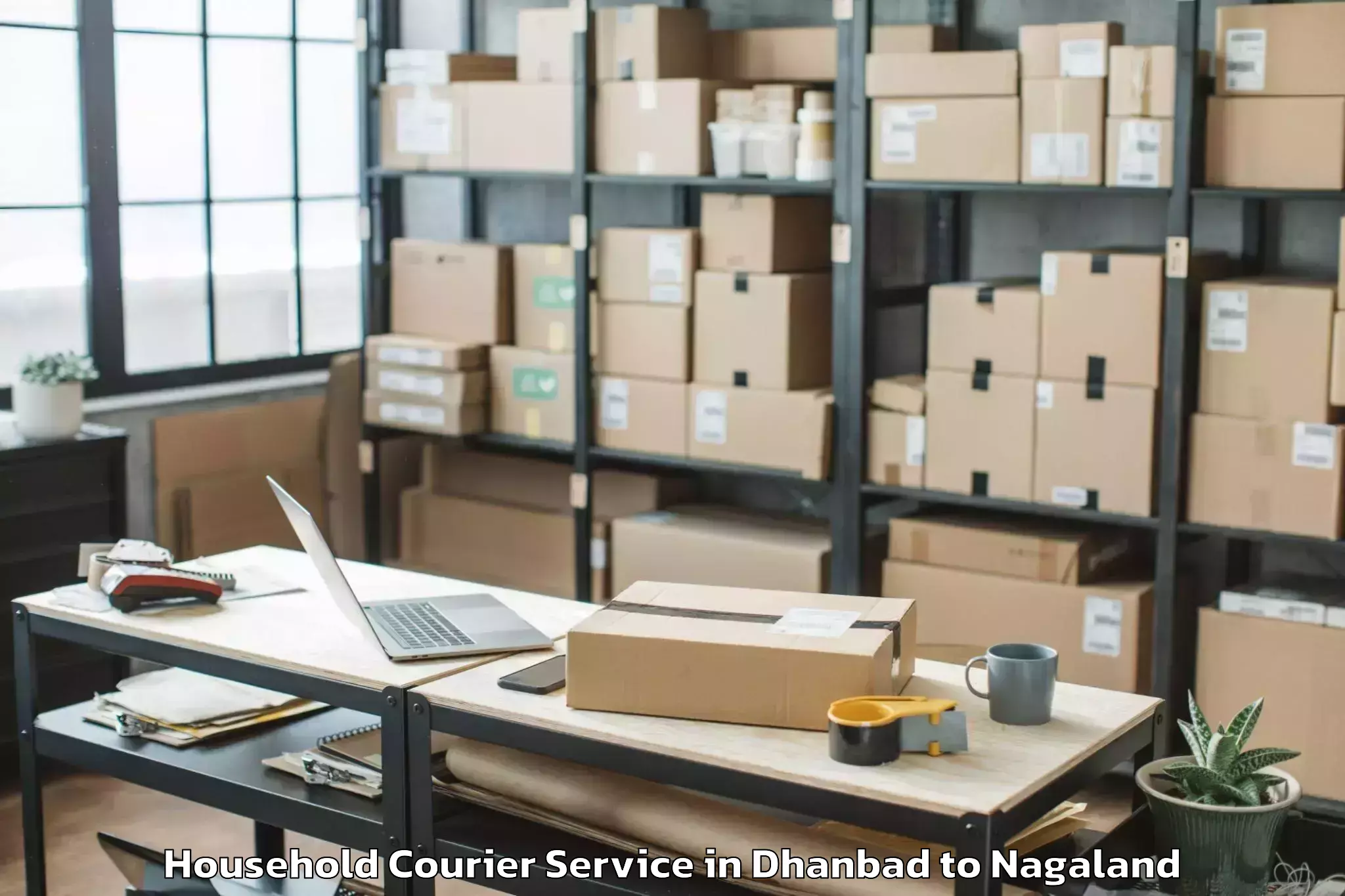 Easy Dhanbad to Sechu Zubza Household Courier Booking